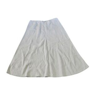 Eileen Fisher 100% Linen Midi Skirt Women Medium Light Gray A-Line Pull On